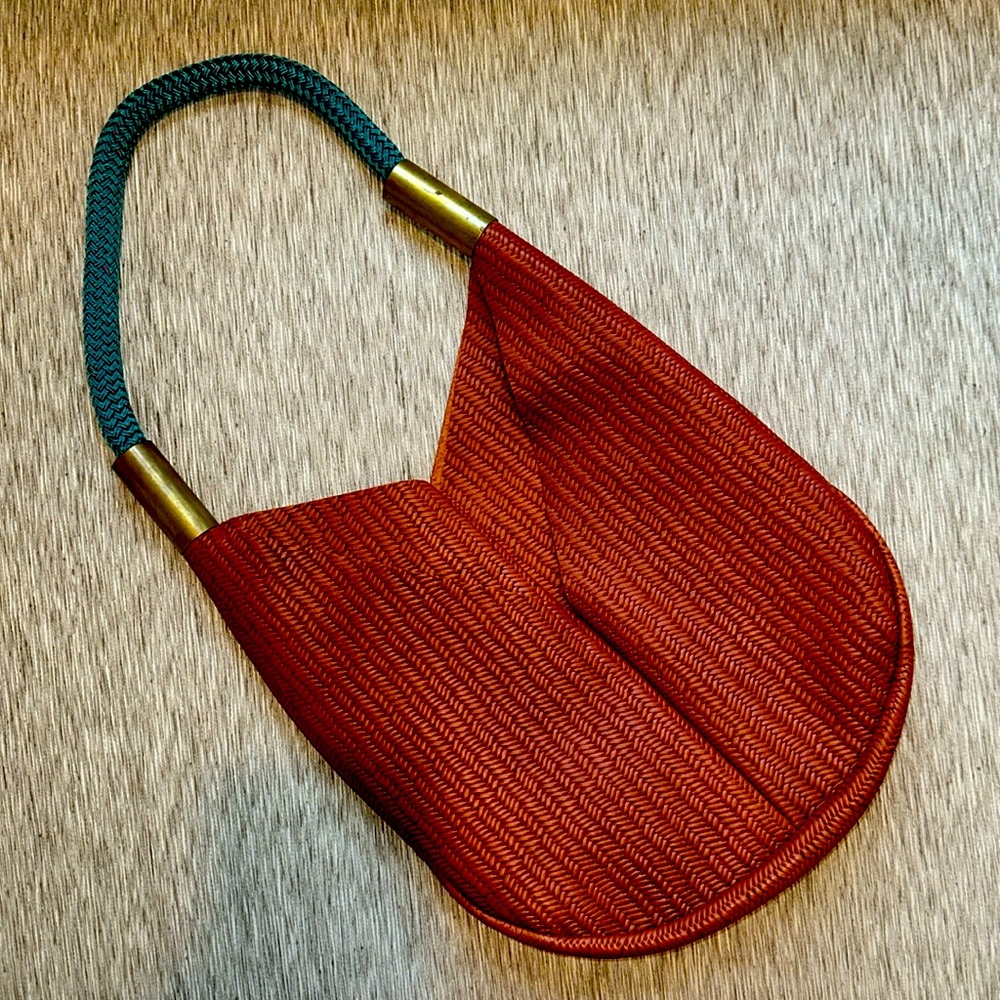 Boho brown bag with teal sale rope handles